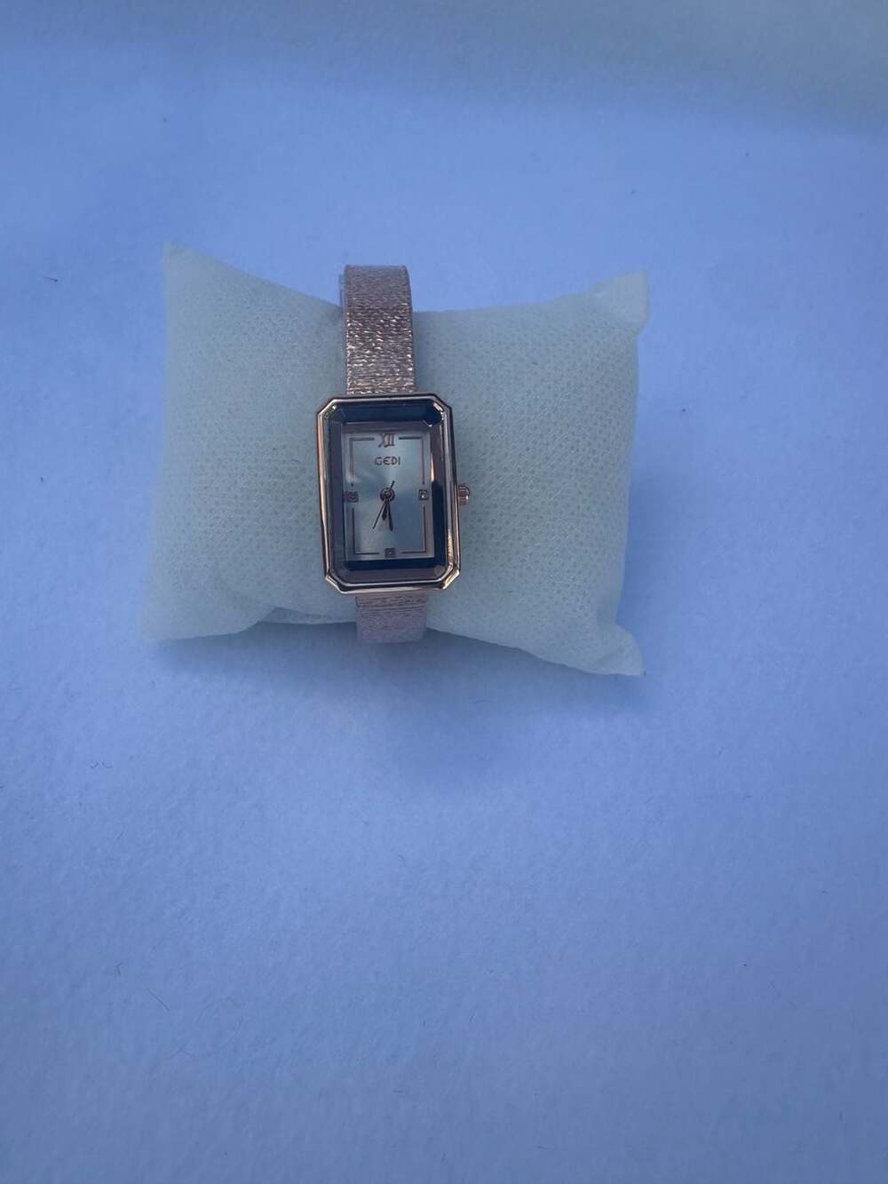 GEDI Rectangle Rose Gold Quartz Watch w/ Mesh Stainless Steel Strap Model G82015